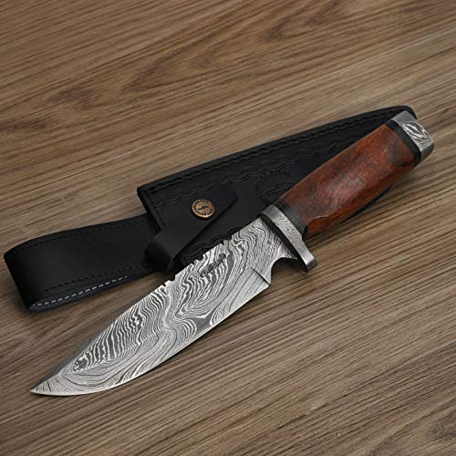 Perkin Damast Jagdmesser - Jagdmesser mit Scheide - 2213