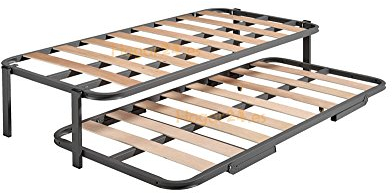 Hogar 24 Cama Nido con 2 somieres Estructura Reforzada Doble Barra Superior + Patas, Acero, 90x190 cm