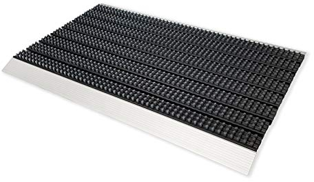 Astra Fußmatte außen Super Brush - Türmatte aus Aluminium - Alu Schmutzfangmatte innen - extrem strapazierfähig - rutschfest - nachhaltig - 40x60cm, grau