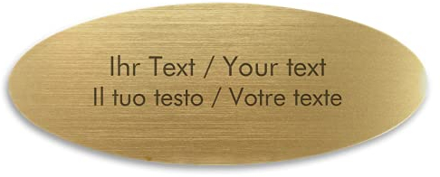 Targa campanello con incisione personalizzata in ottone-look – 115 x 45 mm, ovale, testo inciso nero, plastica dorata metallizzata