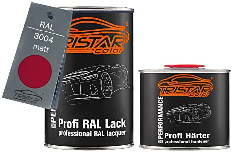TRISTARcolor RAL 3004 Purpurrot matt 2K Autolack 1,5 Liter / 1500 ml Dose inkl. Härter