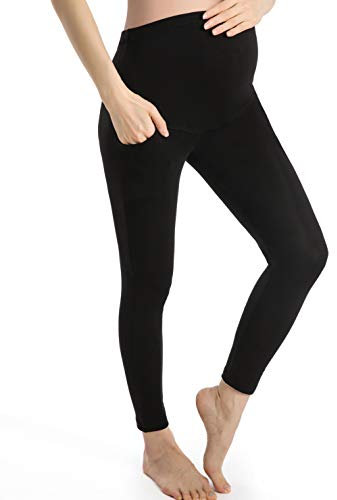 Ferrieswheel Story graviditetsbyxor kvinnor full längd moderskap leggings över bula gravida byxor, Svart, XL