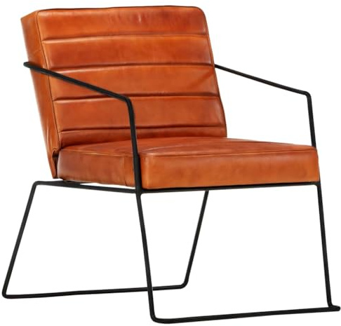 vidaXL Sessel Stuhl Lehnstuhl Polstersessel Relaxsessel Ledersessel Relaxstuhl Fernsehsessel Lounge Büro Wohnzimmer Hellbraun Echtleder