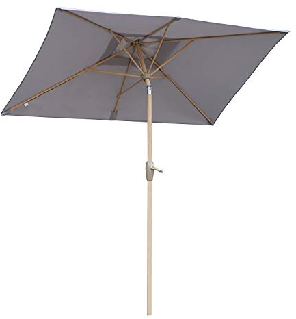 Sekey 210 × 140 cm Aluminum Sonnenschirm Marktschirm Gartenschirm Terrassenschirm Sonnenschutz UV 50+ Rechteckig