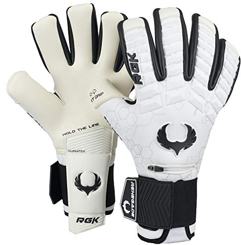 Renegade GK Eclipse Phantom Professional Goalie Gloves with Pro-Tek Fingersaves | 4mm EXT Contact Grip | White & Black Soccer Goalkeeper Gloves (Size 10, Adult, Negative Cut, Level 5)