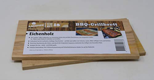 Landree® BBQ Eiche Grillbrett Räucherbrett Planks Set 2Stk mehrfach verwendbar (!) (Eiche)