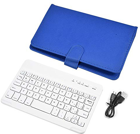 Cuifati Tastiera e custodia Bluetooth, elegante custodia con supporto folio 2 in 1 + tastiera Bluetooth 3.0 rimovibile, per telefoni Android, e iOS da 4,5 a 6,8(Blu)