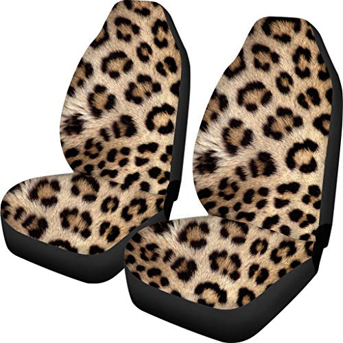 Woisttop Autositzbezüge, Leopardenprint, vollständiges 2er-Set Vordersitz-Schonbezüge, Pkw-Zubehör, bequem, atmungsaktiv, Pkw-Innenraumzubehör, universell passend für die meisten Fahrzeuge