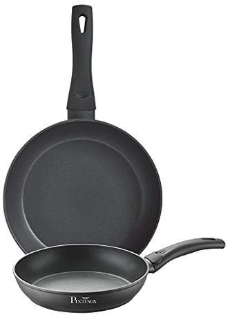 Pintinox Energy - Set di 2 padelle in alluminio forgiato, adatto per induzione, interno antiaderente, manico soft touch diametro 22-26 cm