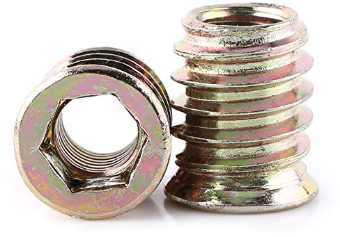 20pcs Insert Fileté Bois, M8 x 17mm insert bois, Inserts d'écrou, insert à visser, Écrous à Visser Douille, Écrou hex fileté en alliage de zinc, pour meubles Chaises Lits en bois (M8 x 17mm)