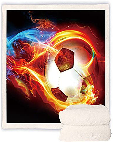 Kuscheldecke Flauschig Klein Groß XXL 3D Fußball Basketball Motiv Sherpa Fleece Wohndecken Kinder Junge Erwachsene Winter Warme Decke Sofa Weich TV Kuscheldecke Tagesdecke (Schwarz,150 x 200 cm)