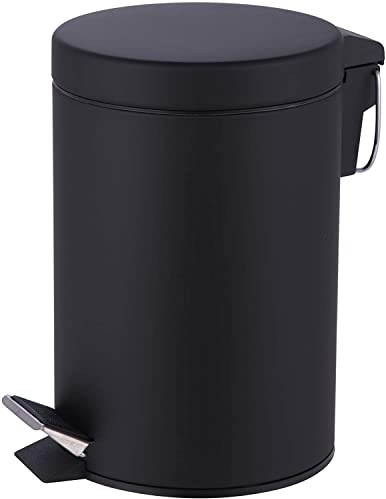 3 Litre Stainless Steel Pedal Bin for Kitchen Bathroom Toilet Rubbish Tray (Black)