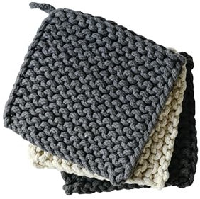 Creative Co-Op Presina quadrata in cotone all'uncinetto (set di 3 colori)