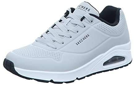 Skechers Men's Uno Stand on Air Sneaker, Light Gray Durabuck Black Trim, 8 UK