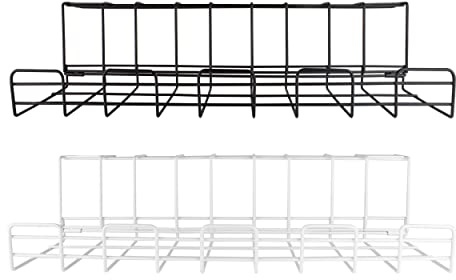 Kabelführung Korb/Kabelhalter, Kabelmanagement, Kabelkanal als Unterbau für Schreibtisch, Tischplatte, Stromverteiler, Ladegeräte, Netzteile, Zuhause & Büro, Metall, Stabiler Halt (1 Stück, Black)