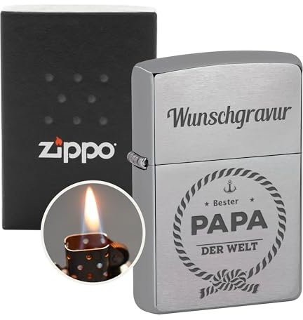 Zippo Feuerzeug mit Gravur Zippo mit Gravur nachfüllbar - Männer Geschenke | Weihnachten, Papa Geschenk Weihnachten, Vater Geschenke Weihnachten, Bester Papa der Welt