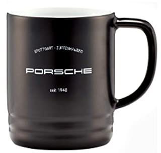 Porsche Classic Engine Kolbenbecher Vintage Style Porzellan Kaffeebecher matt schwarz Standardgröße 270 ml