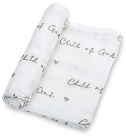 LollyBanks Baby Swaddle Blanket, 100% Cotton Muslin Blankets for Boys and Girls, 47 x 47 Inches Soft and Breathable Newborn Swaddle, Gentle Baby Wrap Swaddle, Registry (Child of God Print)