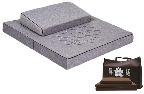 Zafu Zabuton Meditationsset bestehend aus Zafu Meditationskissen und Zabuton Matte für Sitzmeditation und Yoga mit Abnehmbares Reißverschluss-Design