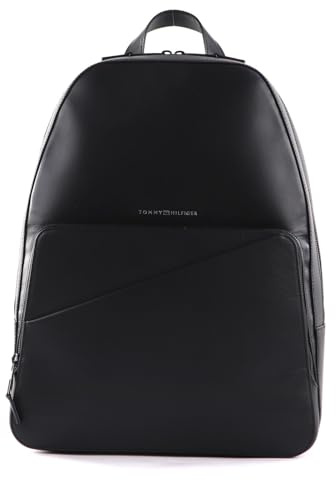 Tommy Hilfiger Leder Rucksack Laptoprucksack mit Laptopfach TH Business Leather Backpack Black schwarz
