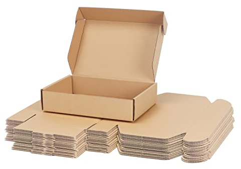 RLAVBL 25 Stück Braune Versandkartons mit den Maßen 22,9 x 15,3 x 5,1 cm für den Versand von Gegenständen, Spielzeug und Geschenken