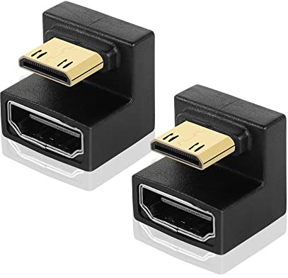 GINTOOYUN U Form Mini HDMI zu HDMI Adapter 8K Mini HDMI Stecker zu 180 Grad HDMI Buchse Verlängerungsadapter für Kamera,Laptop,Tablet,HDTV,Projektor 2 PCS(UP) (U-förmig aufwärts)