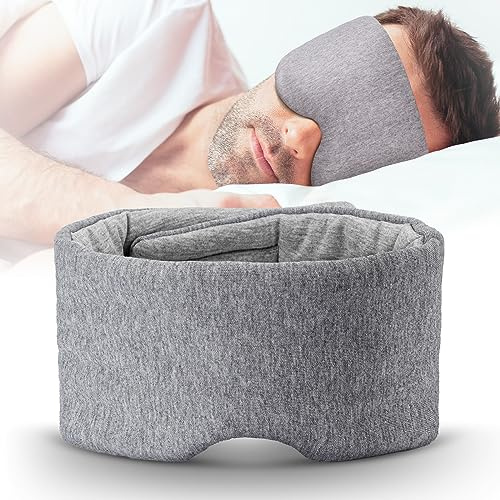 WM WESTERN MIRACLE Schlafmaske aus Baumwolle für Damen und Herren, 100% blockierendes Licht, weiche Nulldruckkühlung, Verdunkelung, Augenabdeckungen zum Schlafen, Grau