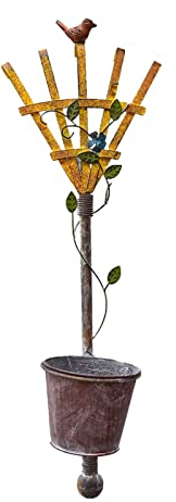 HASMI Blumentopf hängend Wandzaun Blumentopf mit Vogel Hängender Pflanzer Rustikale Blumentöpfe Garten Terrasse Pflanzer Wohnkultur Hängende Wandvase Blumentopf Balkon