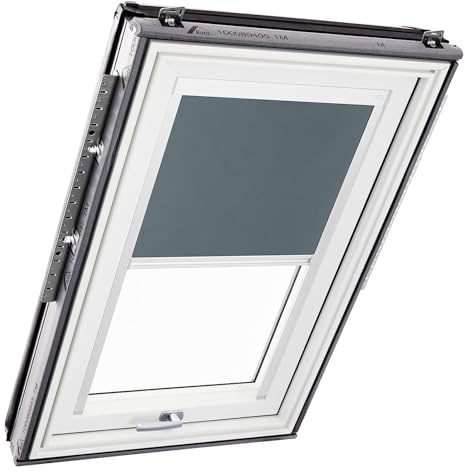 Tenda Oscurante Originale Roto ZRV - Guide di Scorrimento Laterali Bianco - per Finestre da Tetto delle Serie R6/R8, i8 e Classic 64/84 - Dimensioni 054/118 | 05/11 - Colore del Tessuto Grigio Scuro