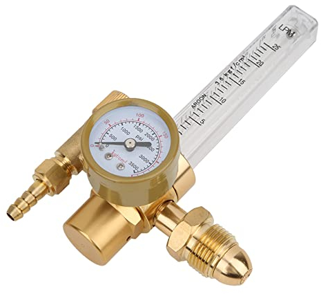 Riduttore di Pressione per Gas con Manometro e Misuratore di Portata 0-3500PSI per Saldatura a TIG,Compatibile con Bombole Gas G5/8 Maschio per Regolazione Pressione