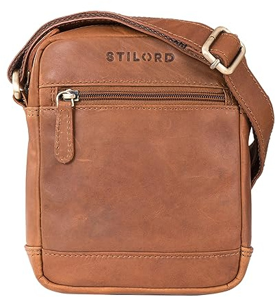 STILORD Björn Kleine Herren Tasche aus Echtleder Umhängetasche für Männer Moderne Crossbody Bag für Freizeit Festival City Vintage Taschen aus Leder Farbe:Cognac - braun