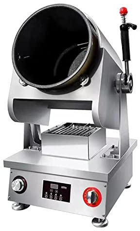 LBMED Cuisson Automatique Intelligente,Robot Culinaire Automatique Commercial en Acier Inoxydable avec 5vitesses Et 4minutages Réglables,Chauffage Uniforme À 360°,Angle Versement Réglable À 180°