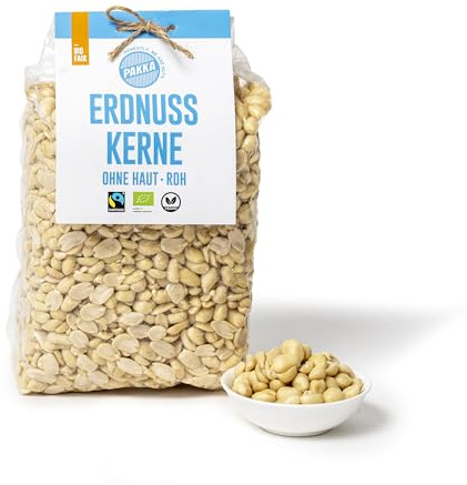 PAKKA - Bio Fairtrade rohe Erdnusskerne blanchiert 1kg, Öko & Fairtrade Erdnüsse direkt von Kleinbauern aus Samarkand in Usbekistan, vegan, Familienpackung, Value-Pack 1000g