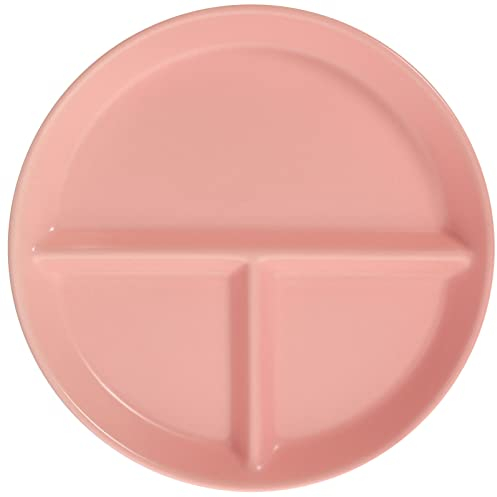 WHITEUQ Bandeja de cerámica Dividida para Servir, Platos para Servir con 3 Compartimentos, Platos Redondos para Salsa divididos de 10 Pulgadas (Rosa, 20,5x20,5x2,5 cm)