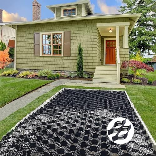 Robustes, flexibles Waben-Kies-Gitter-Gitter für Einfahrten, Garten/Schuppen, großes dickes Bodenstabilisierungsgitter, 5,1 cm hoch, zusammenklappbares Design, Größe: 3 x 9 m