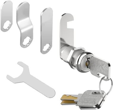 YOUTU® Briefkastenschloss Zylinderschloss, 3 Messing Schlüssel,mit 4 Verschiedene Schlossplatten, Zylinder Cam Lock, Möbelschloss Schrankschloss Spindtürschloss.(20mm)
