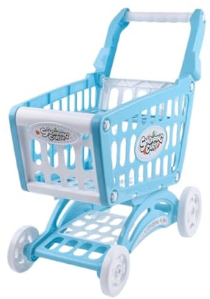 JWQFBC Carrello della Spesa per Bambini, Carrello della Spesa Giocattolo Educativo per Giochi di Ruolo, Carrello della Spesa a Mano per Supermercato, Giocatt, Blu