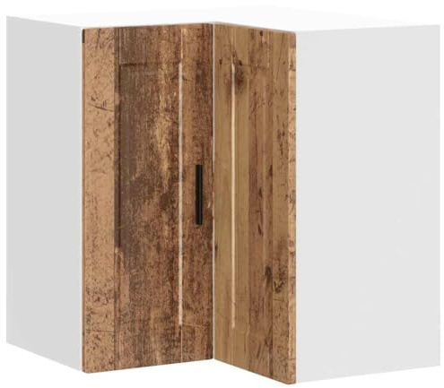 vidaXL Küchen-Eckhängeschrank Porto Altholz-Optik Holzwerkstoff, Eckhängeschrank für Küche, Küche Wandschrank, Küchen-Eckschrank Hängend