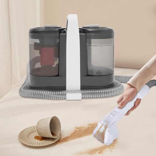 Waschsauger Teppichreinigungs Maschine, 600W Teppichreiniger mit 2 Bürsten, Leistungsstarke Flecken-Saugmaschine für Teppich, Sofa, Polster, Auto