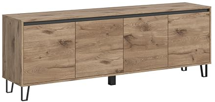 xonox.home - Lowboard Balton 184x64x40 cm in Viking Eiche und Basalt grau - TV-Board Phonotisch TV-Kommode Mediamöbel Fernsehschrank - funktional