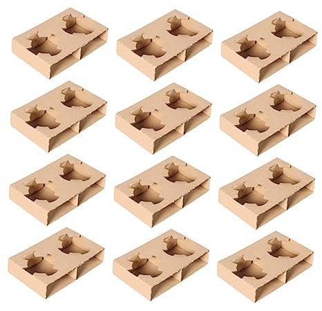 GLEAVI Bandeja Portabebidas Desechable Para 2 Vasos, Portavasos De Papel Corrugado Resistente, Soporte Para Té Leche y Café Para Llevar, Pack 50 Unidades