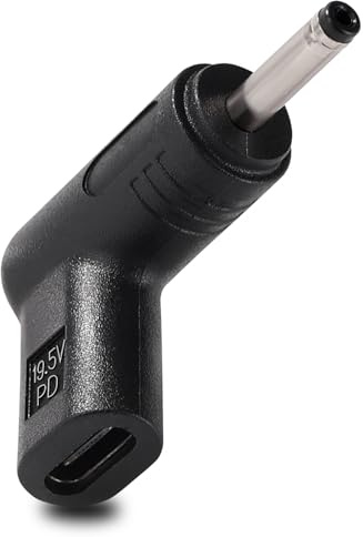 KUOQIY USB C auf DC 19.5V Adapter, USB 3.1 Typ C USB-C Buchse auf DC 3.0x1.1 mm Stecker Adapter PD Emulator Trigger 90 Grad Abgewinkelt, für Laptops