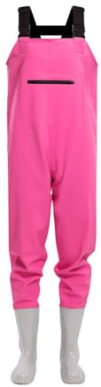 ENEN Wathose Damen Wasserdicht PVC gr 36-41 Wathose mit Stiefeln,Atmungsaktiv Verstellbare Schultergurte Anglerhose Angelhose Watstiefel Angelbekleidung Fliegenfischen (rosarot,41 EU)
