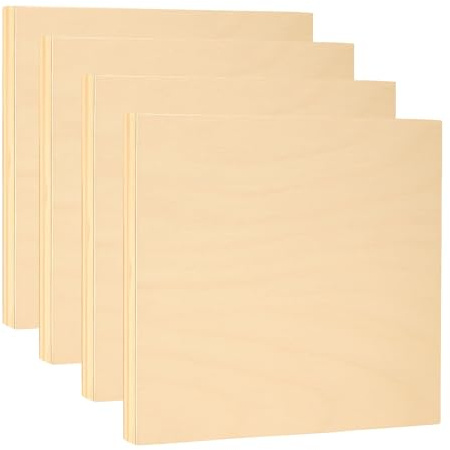EXERZ Wooden Paint Boards 25.4x25.4cm – 4 Pack Square Wooden Panels for Acrylic, Oil & Mixed Media Painting – Large Smooth Panels Craft Boards for Artists, Kids & DIY Projects