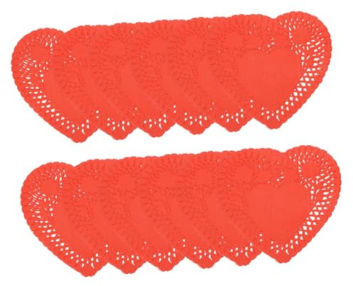 DECHOUS 100blätter Herzförmige Spitzen-papierdeckchen Für Hochzeiten Und Feiertage Doilies Für Valentinstag Familienfeiern Und Besondere Anlässe Rot Abwaschbar Und Ölabsorbierend