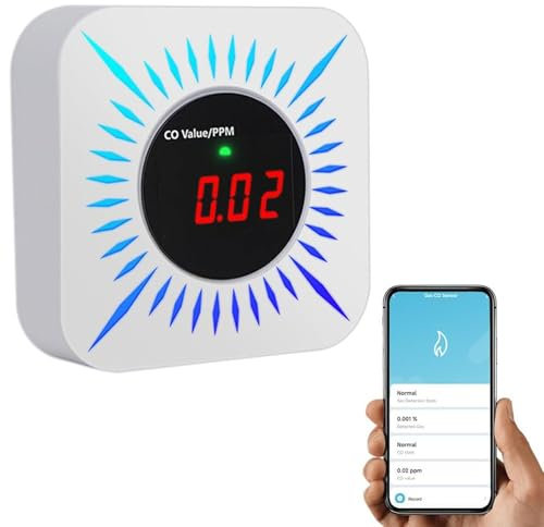 Combustible Gas Leak Detector,Portable Carbon Monoxide Gases Leakage Tester,Multi-Functional Gas Concentration Tester,Household Air Quality Tester,APP Remote Alarm,with Sound and Light Alarm Function