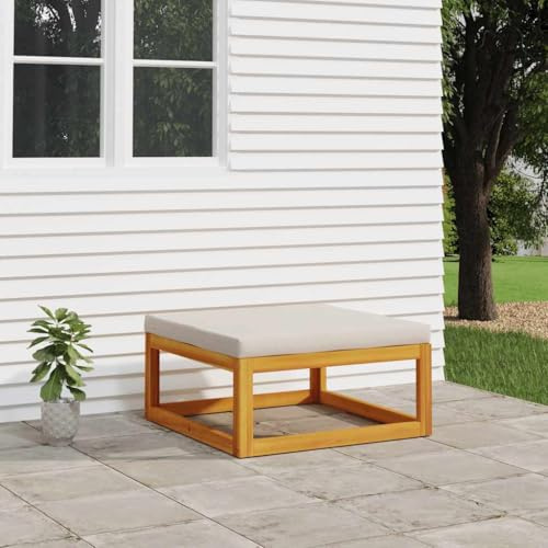 XINCXIN Gartenhocker, Balkon Couch gartensessel korbsessel Outdoor terassenmöbel außen Geeignet für Yard Garden Balconies patios mit Hellgrauen Kissen Massivholz Akazie