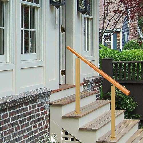 Barandilla de escalera ajustable de madera para exteriores de 1 a 3 escalones de seguridad con kit de instalación para hormigón, madera y ladrillo, ideal para una mayor estabilidad y apoyo