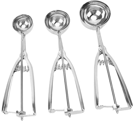 BAOFUYA 3Pcs Cookie Scoop Set, Stainless Steel Ice Cream Scooper Cookie Dough Scoop with Trigger Release for Home Dessert Shop