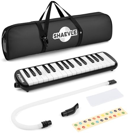 Shaevle Melodica mit 32 Tasten Luft-Piano-Tastatur mit Tragetasche Mundstücke Schläuche, Melodica-Instrument Geschenk Kinder Anfänger